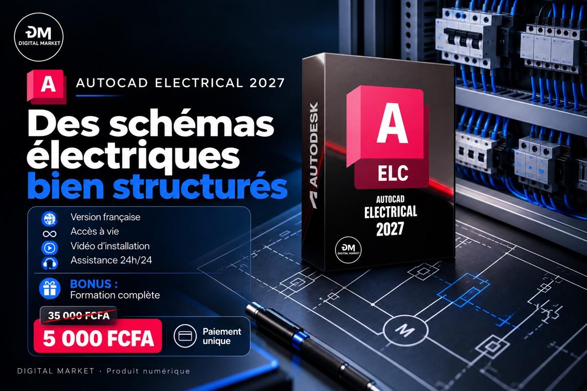 Visuel de présentation 1 : AutoCAD Electrical 2027 (version française), avec l'offre et le prix
