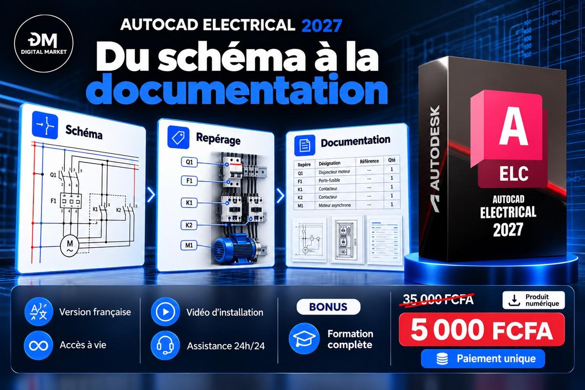 Visuel de présentation 2 : AutoCAD Electrical 2027 (version française), avec l'offre et le prix
