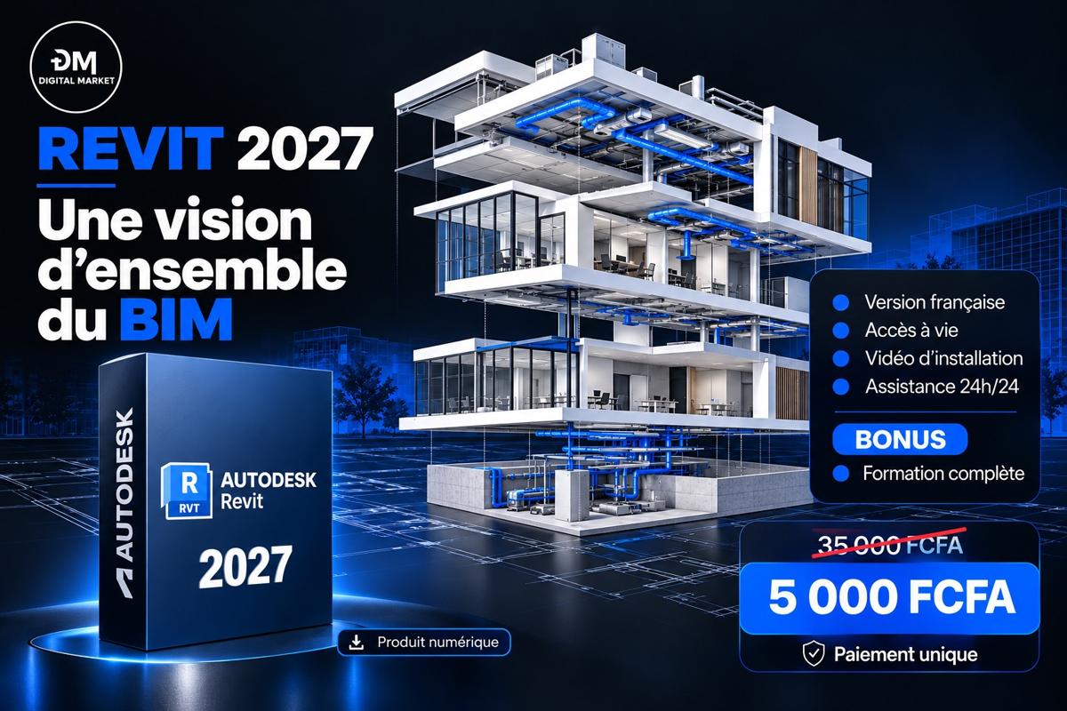 Visuel de présentation 1 : Autodesk Revit 2027 (version française), avec l'offre et le prix