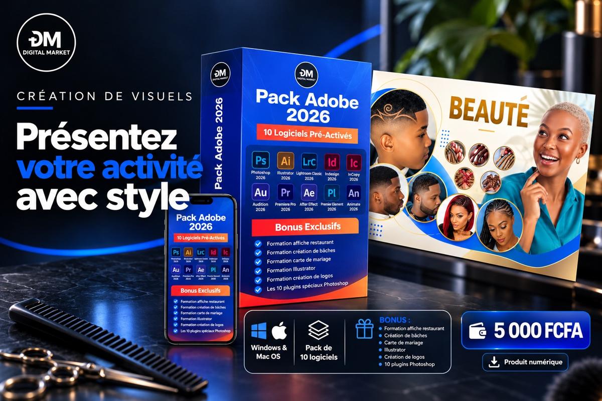Visuel de présentation 2 : Logiciels Adobe 2026 : Photoshop, Illustrator, Premiere Pro et plus, avec l'offre et le prix