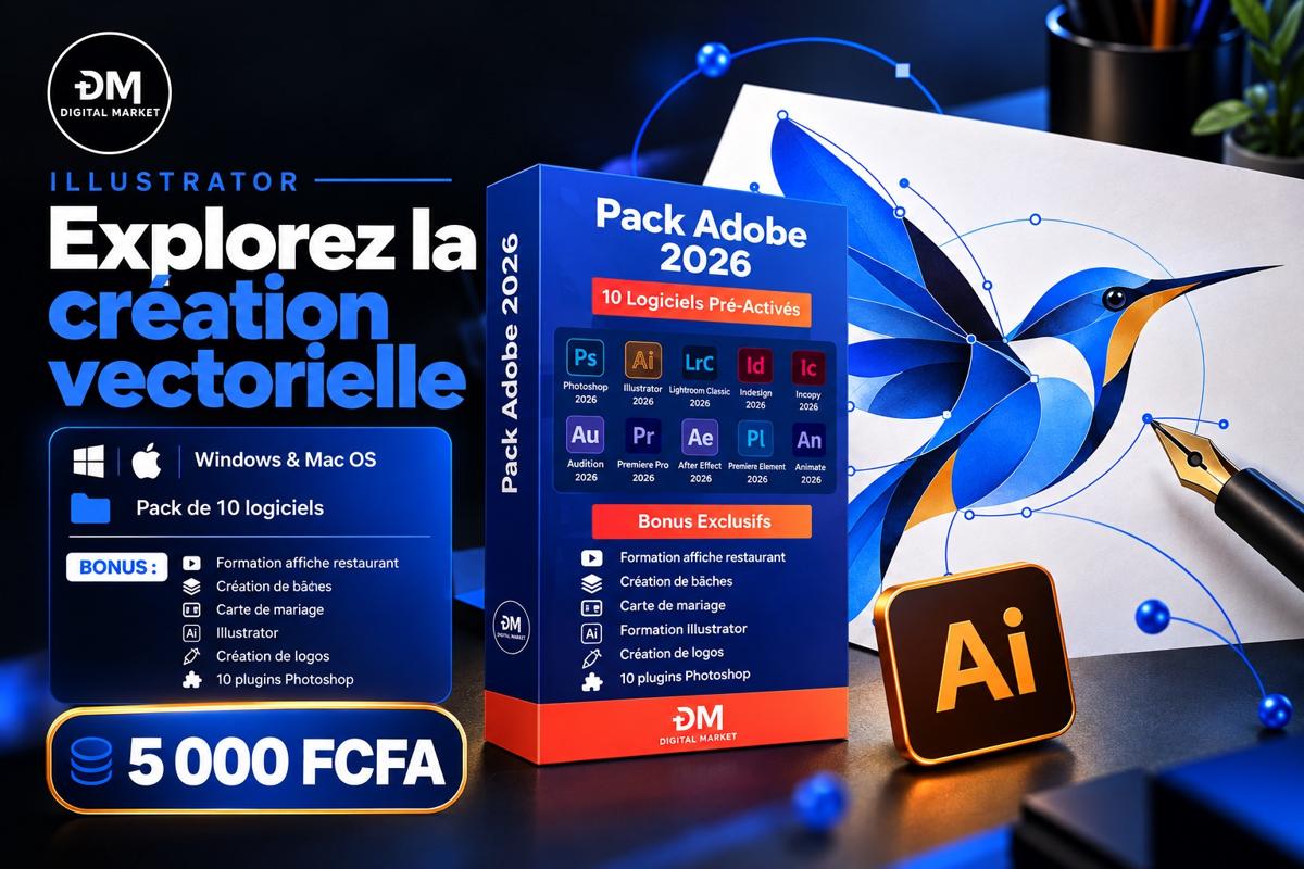 Visuel de présentation 4 : Logiciels Adobe 2026 : Photoshop, Illustrator, Premiere Pro et plus, avec l'offre et le prix