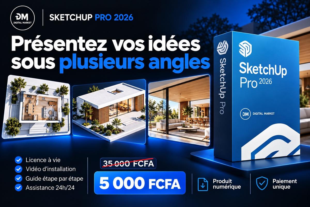 Visuel de présentation 2 : SketchUp Pro 2026, avec l'offre et le prix