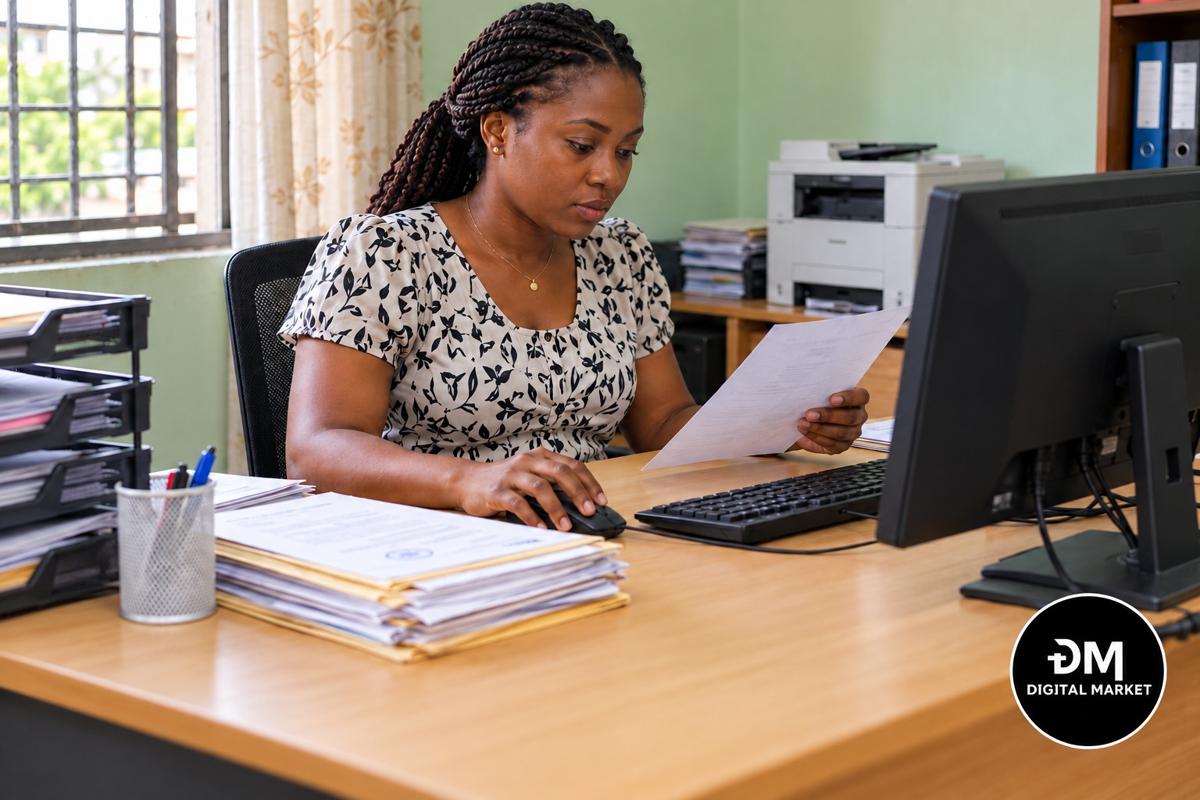 Une professionnelle prépare ses documents de travail.